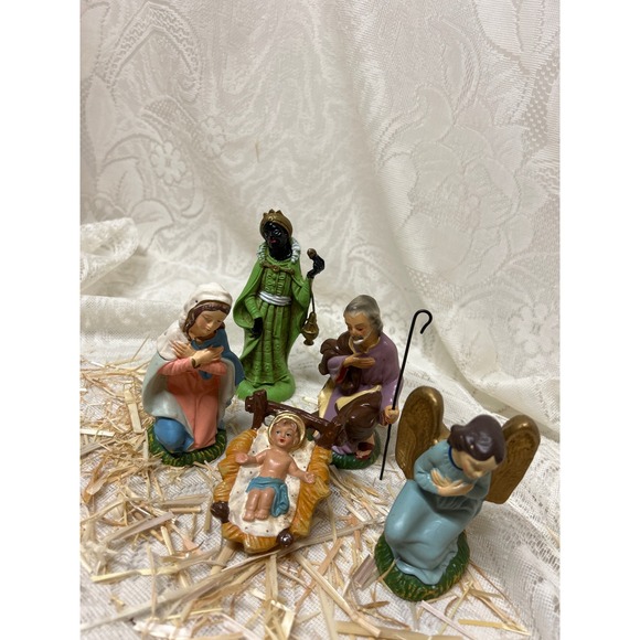 Vintage Nativity Set 5 Piece Figurine Christmas Religious Decoration Japan - Picture 3 of 6